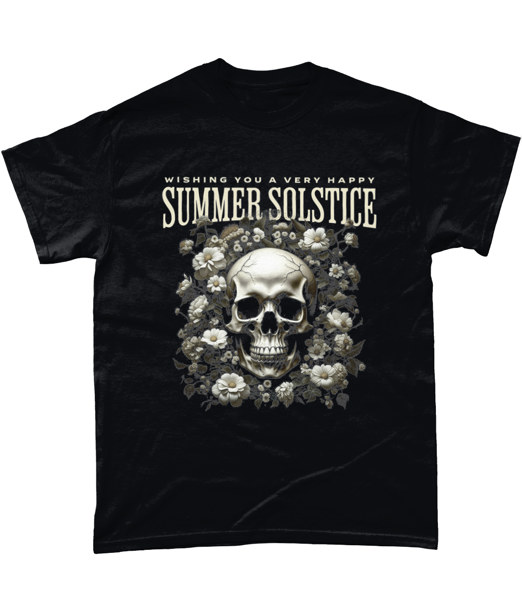 Summer Solstice Skull Tee - Mystical Midsummer Nights Top, 100% Cotton, S-5XL