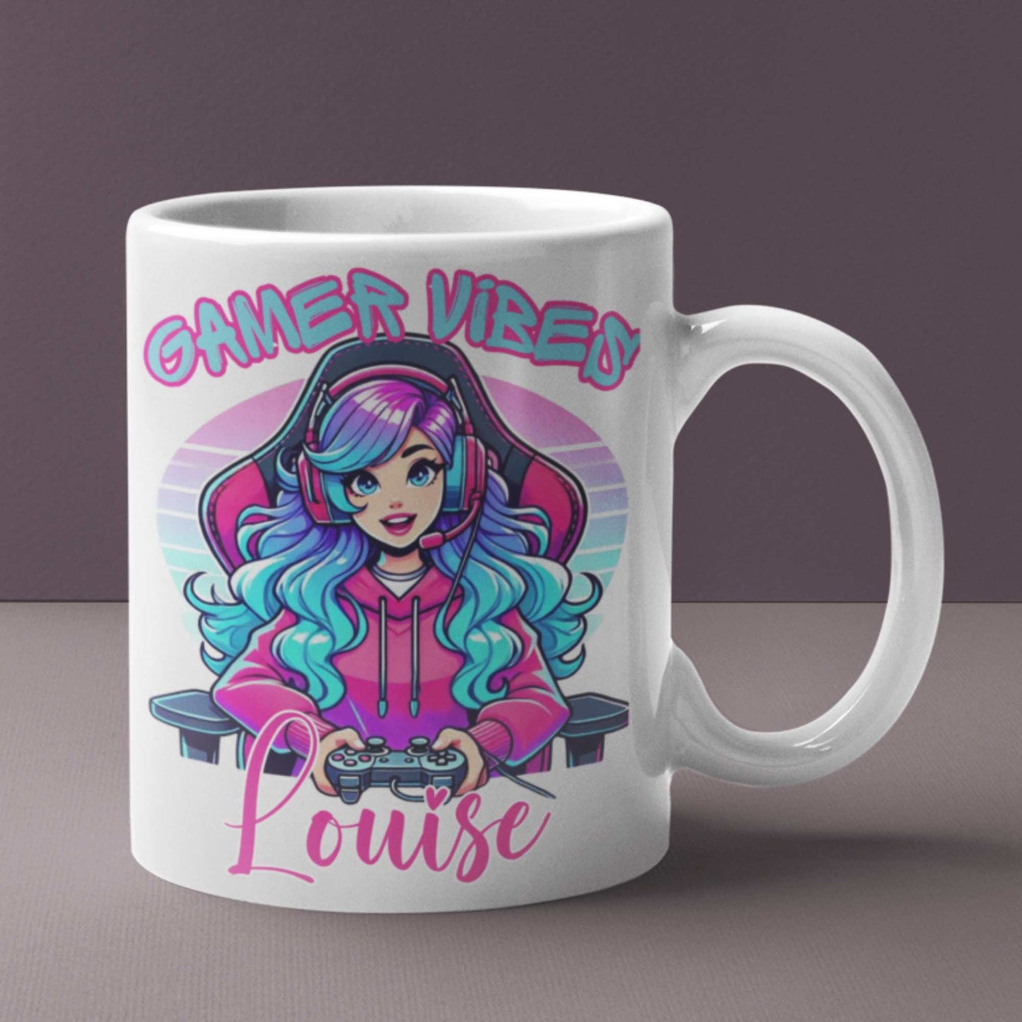 Personalised “Gamer Vibes” Mug or Tumbler – Custom Gift for Gamer Girls | Perfect for Birthdays, Christmas, Streamers & Gamers | Fun & Unique Gaming Drinkware with Name