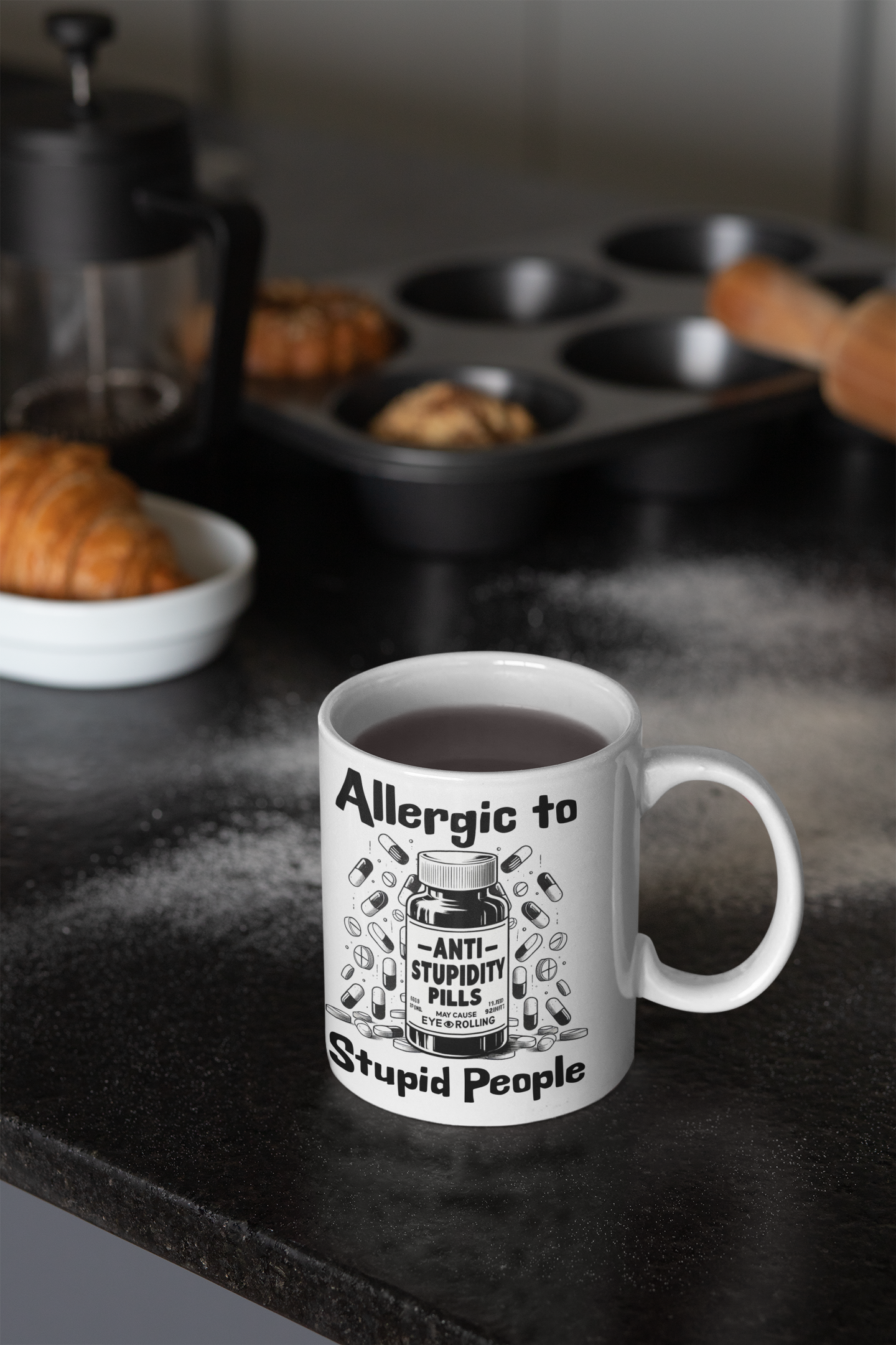 Allergic to Stupid People Funny Mug – Anti-Stupidity Pills Design | Sarcastic Humour Gift for Friends, Office Banter, Birthdays, and More