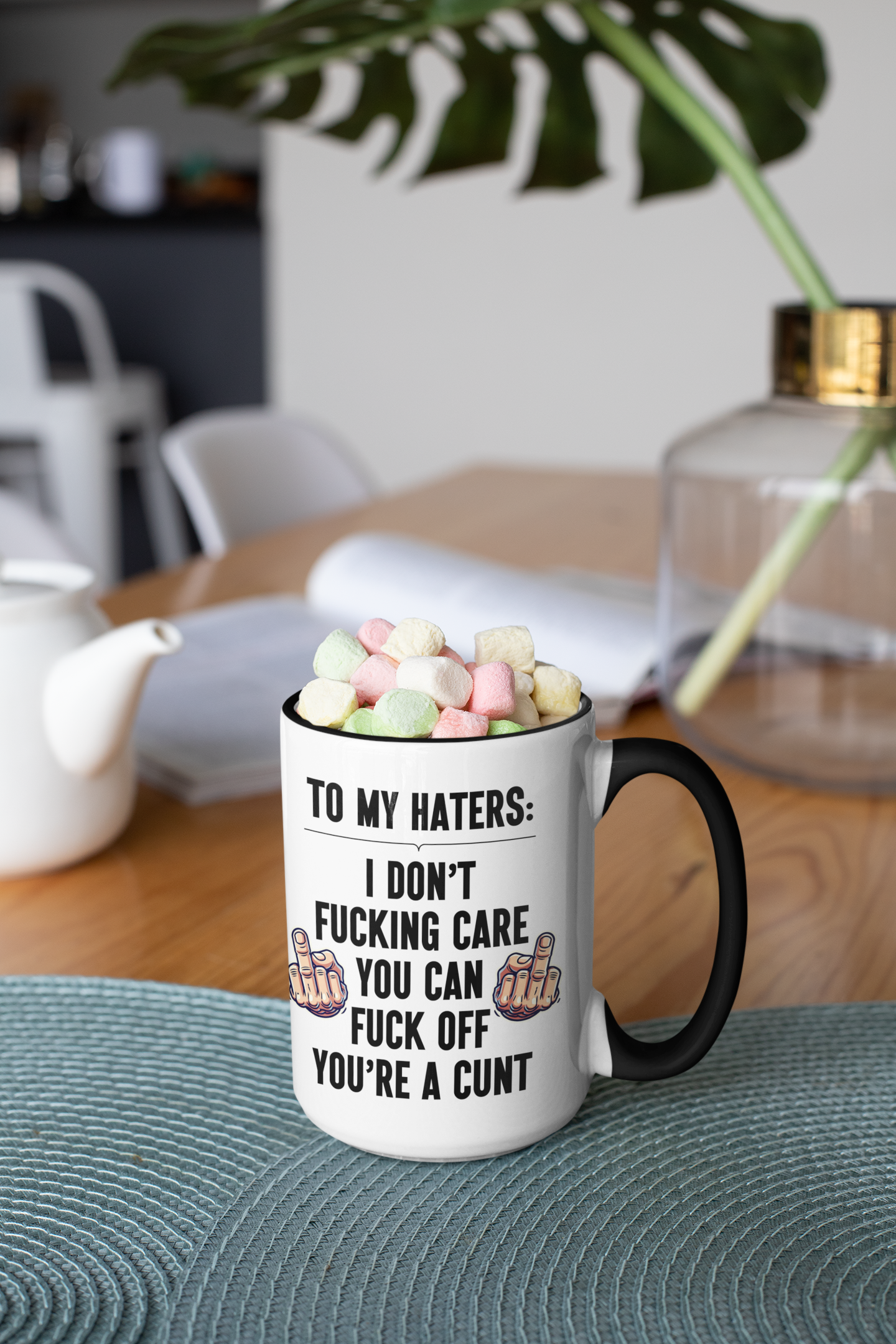 To My Haters: I Don't Fucking Care You Can Fuck Off You're a Cunt Mug/Tumbler/Coaster - Swear Word Gifts, Offensive Drinkware, Anti-Haters Kitchen Accessories