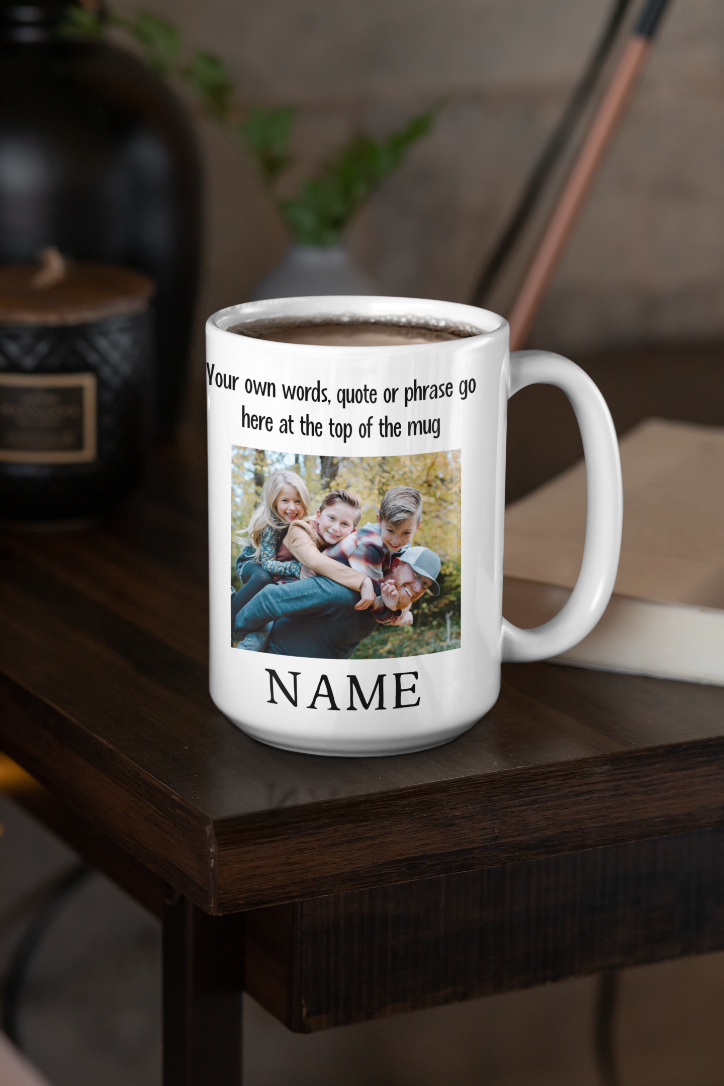 Personalised Photo Mug - Customise with Your Own Words and Name