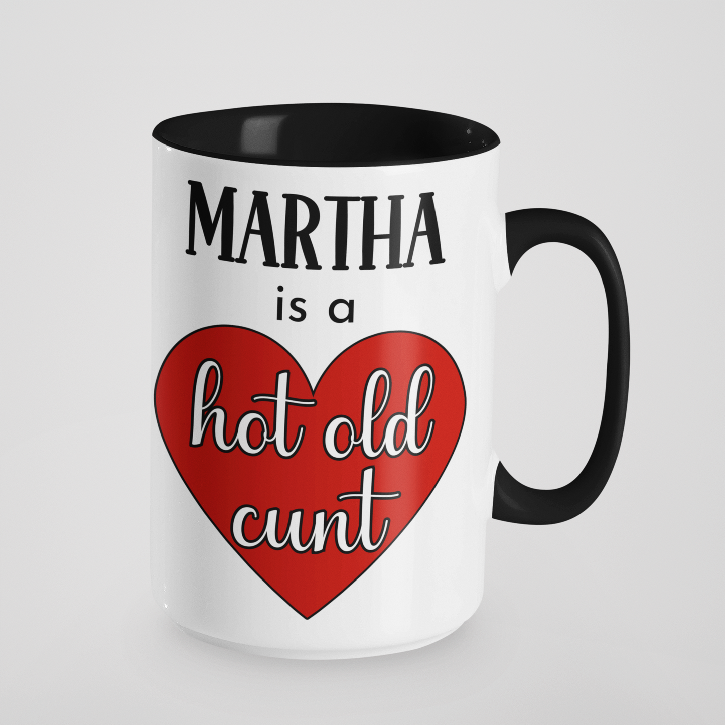 Hot Old Cunt Personalised Mug – Custom Name Heart Design – Hilarious Gift for Friends, Coworkers, Secret Santa – Cheeky, Adult Humour Mug