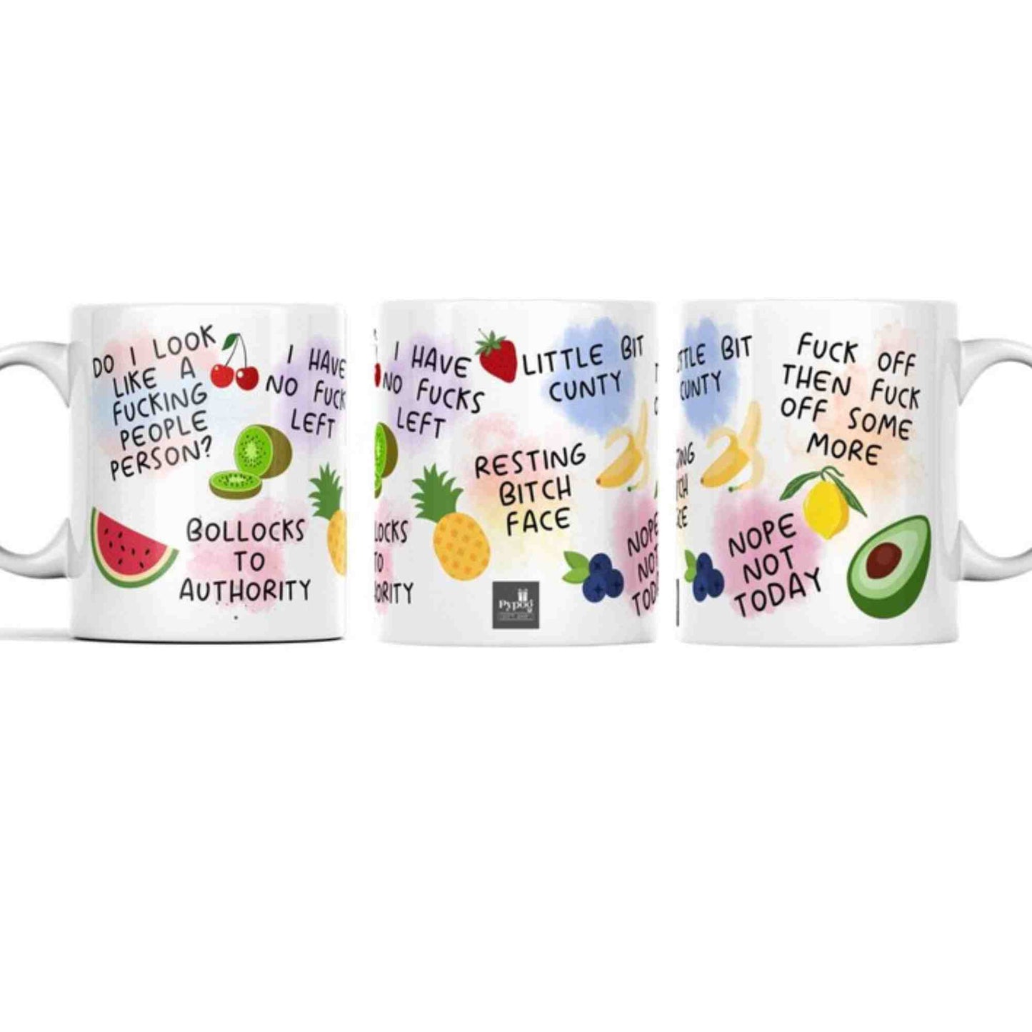 Sweary fruit mug 11oz white