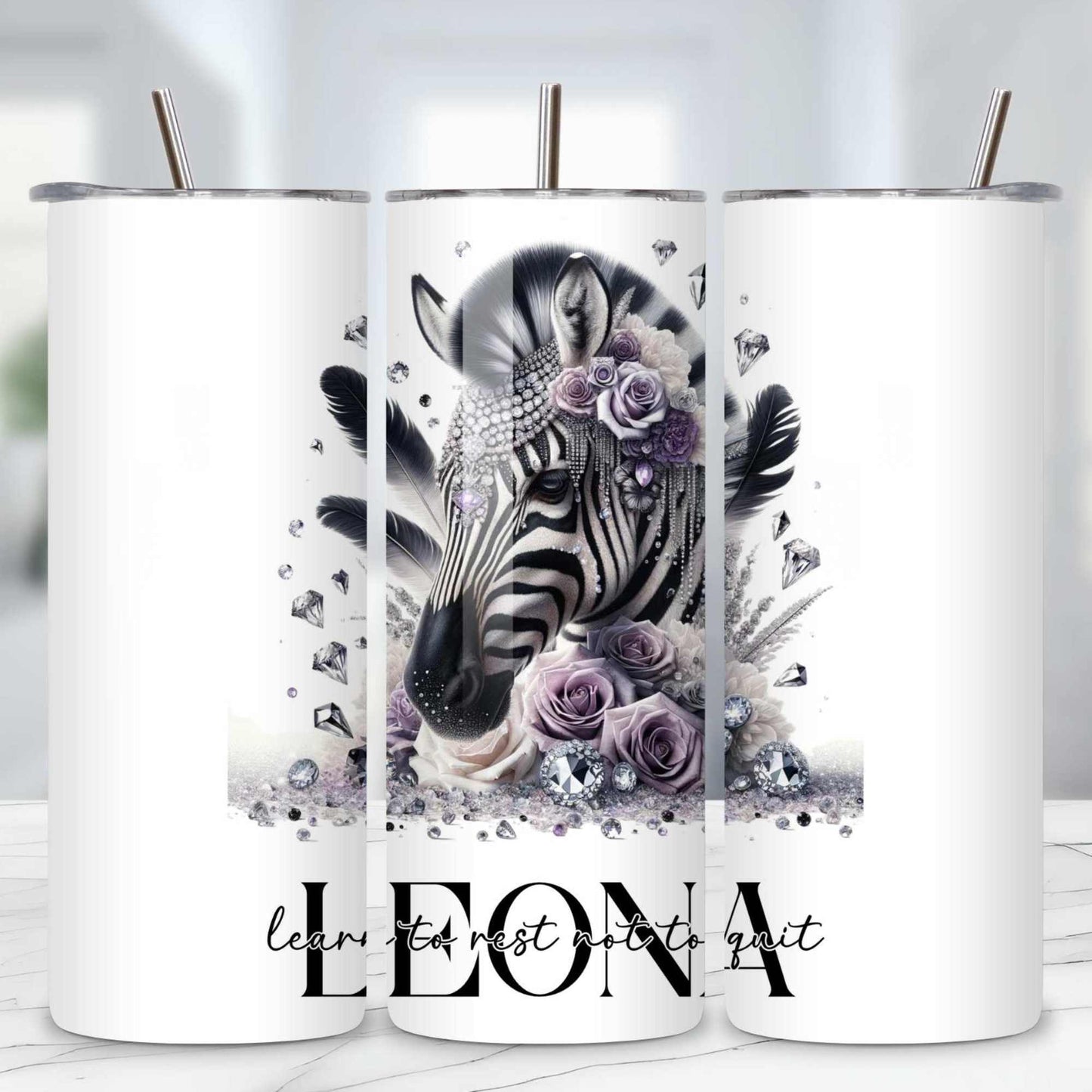Chic Zebra & Floral Drinkware Set: Customisable Mugs in 11oz/15oz, 20oz Insulated Tumblers, Designer Coasters - Stylish Gifts for Nature Lovers