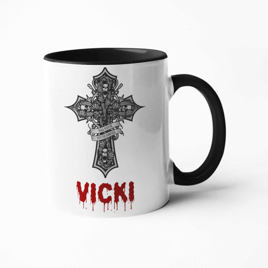 "Walk With Me Into The Darkness" Personalised Gothic Mug, Perfect Gift for Her, Unique Coffee Cup, Custom Name Mug
