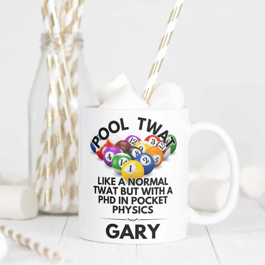 Pool Twat Mug - Personalised Funny Pool Player Gift, Customised Mugs UK, Pool Enthusiast Present, Unique Billiards Gifts