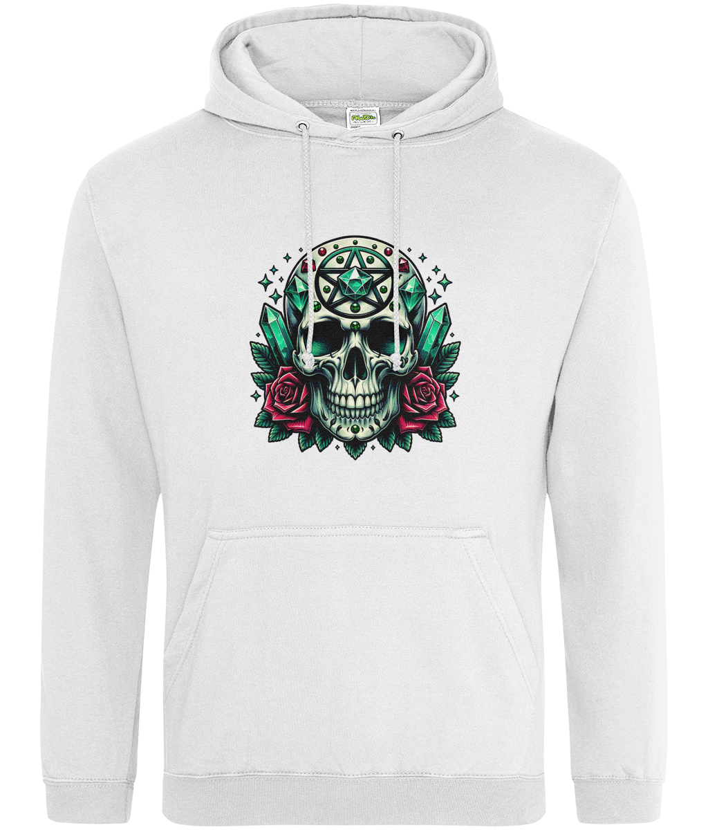 Skull Hoodie with Roses & Crystals Gothic Aesthetic Sweatshirt | Unisex Gift | Halloween, Alt Fashion, Cosy Wear