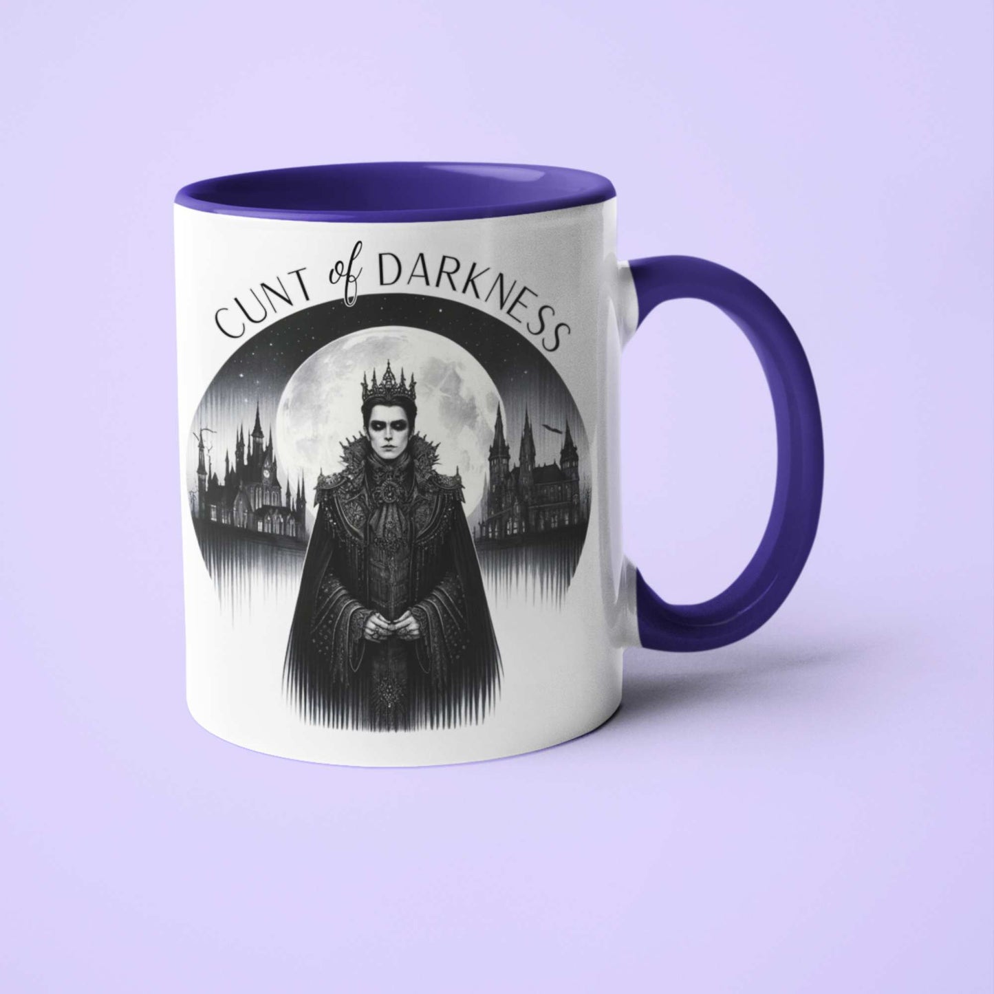 Cunt of Darkness Naughty Gothic Mug – Dark Fantasy Ceramic Coffee Cup, Funny Spooky Gift for Him, Witchy Home Décor