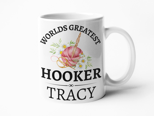 World's greatest hooker crochet themed coffee mug