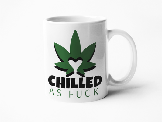 Chilled as fuck cannabis leaf coffee mug