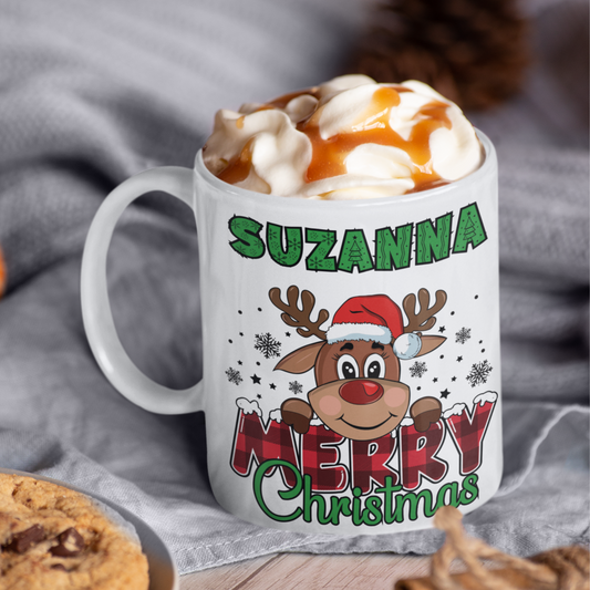 Personalised Reindeer Christmas mug