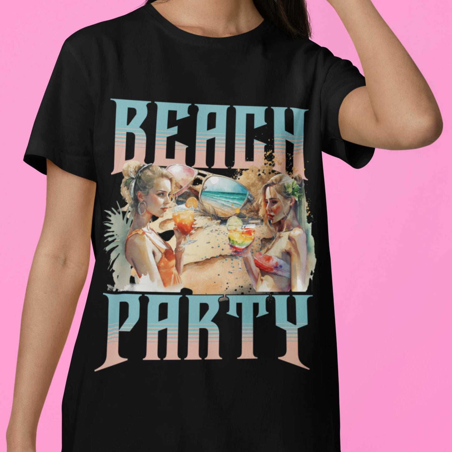 Vibrant Beach Party Tee - Celebrate Summer Vibes, 100% Cotton, S-5XL Heavy Cotton T-Shirt trans beach party (1)