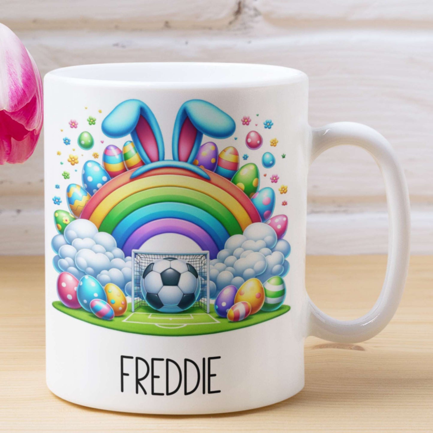 Football theme personalised Easter Mug for boys or girls