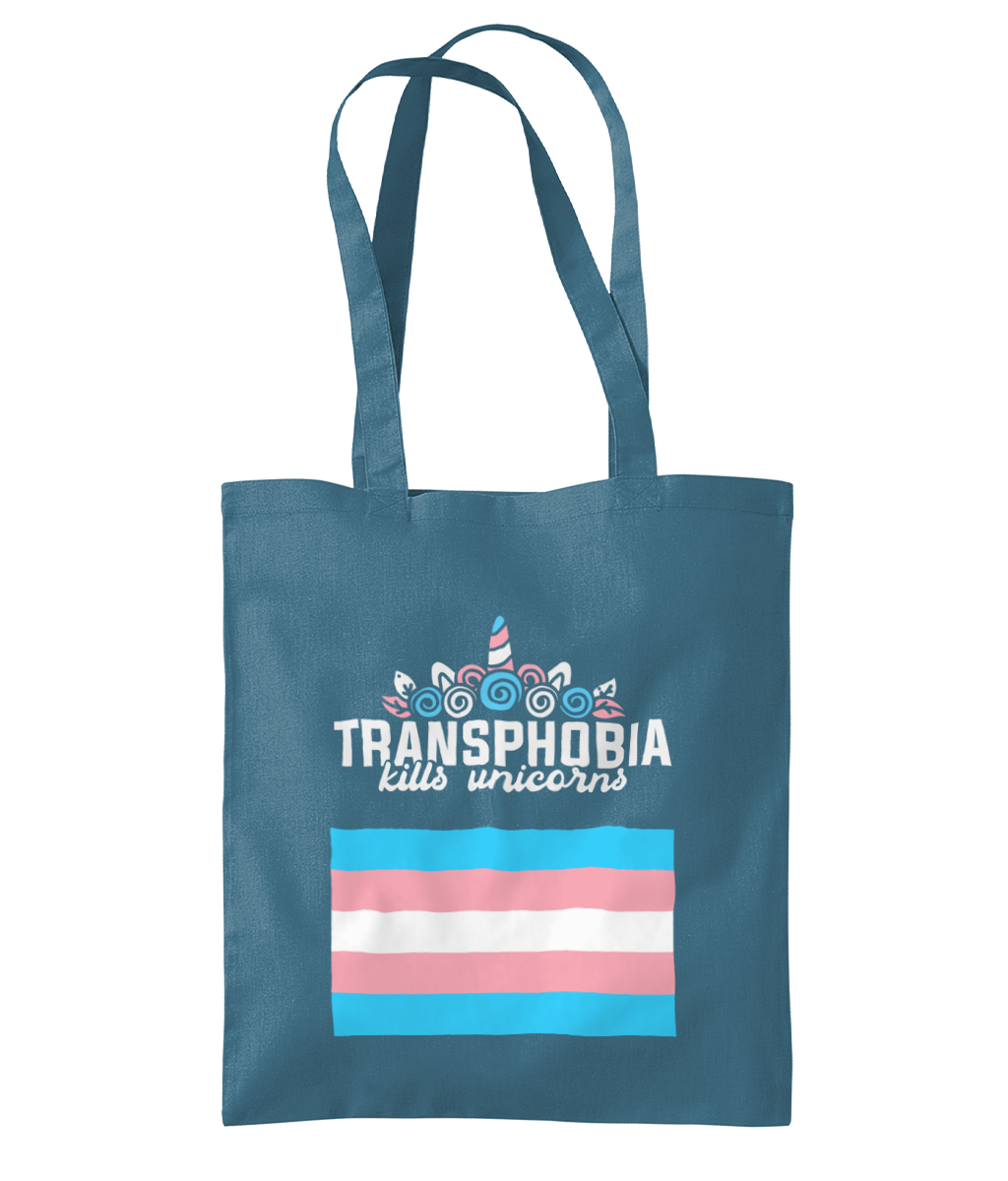 Transphobia kills unicorns tote bag