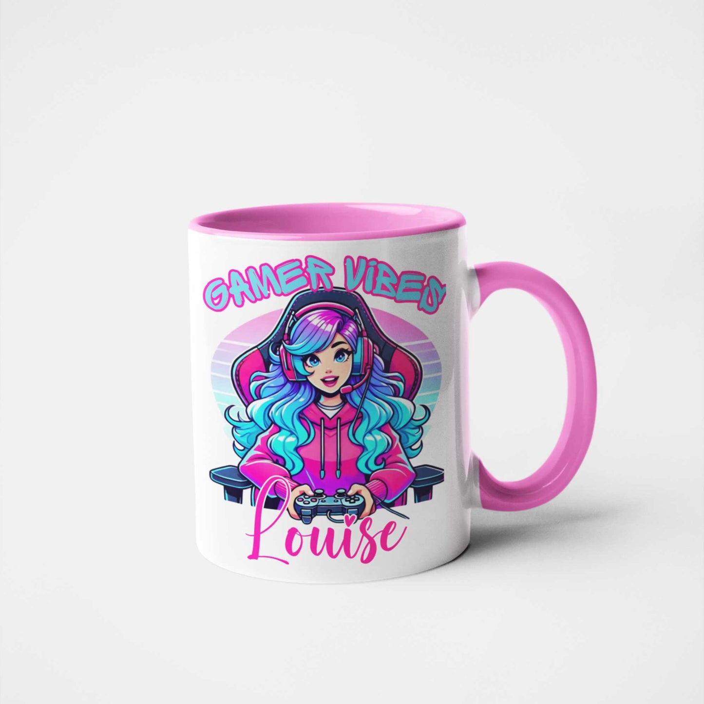 Personalised “Gamer Vibes” Mug or Tumbler – Custom Gift for Gamer Girls | Perfect for Birthdays, Christmas, Streamers & Gamers | Fun & Unique Gaming Drinkware with Name