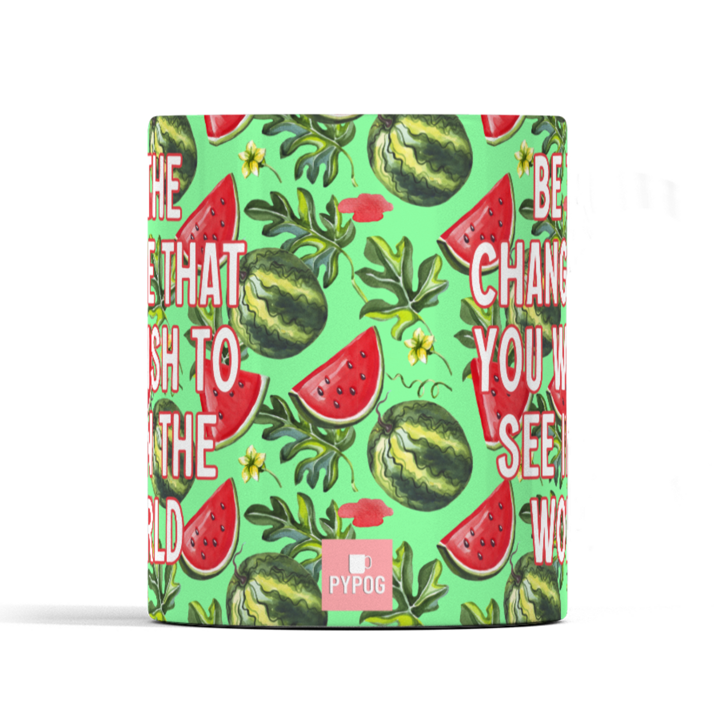 Be the change you wish to see in the world watermelon positive quote mug