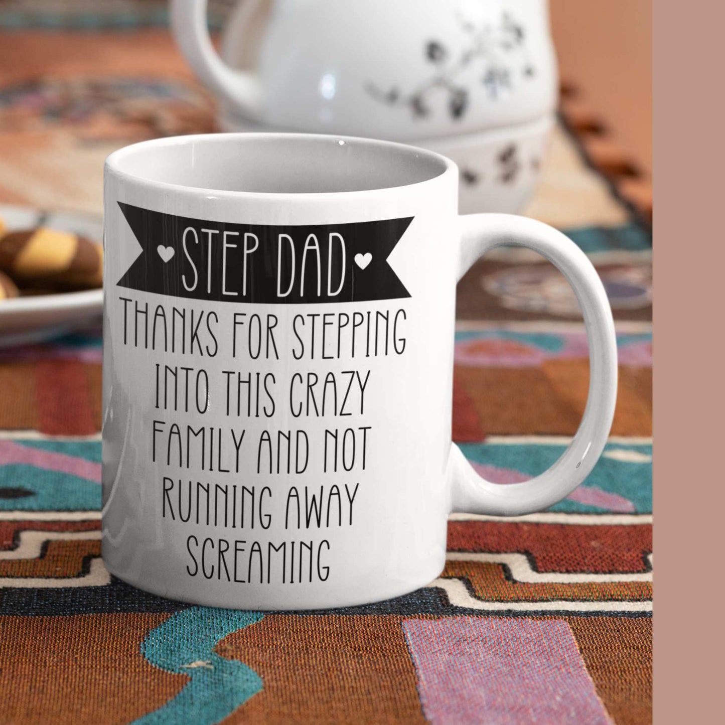 Step Dad Thanks for Stepping Into This Crazy Family Mug - Funny Stepdad Gift, Father's Day Mug, Stepfather Appreciation Gift