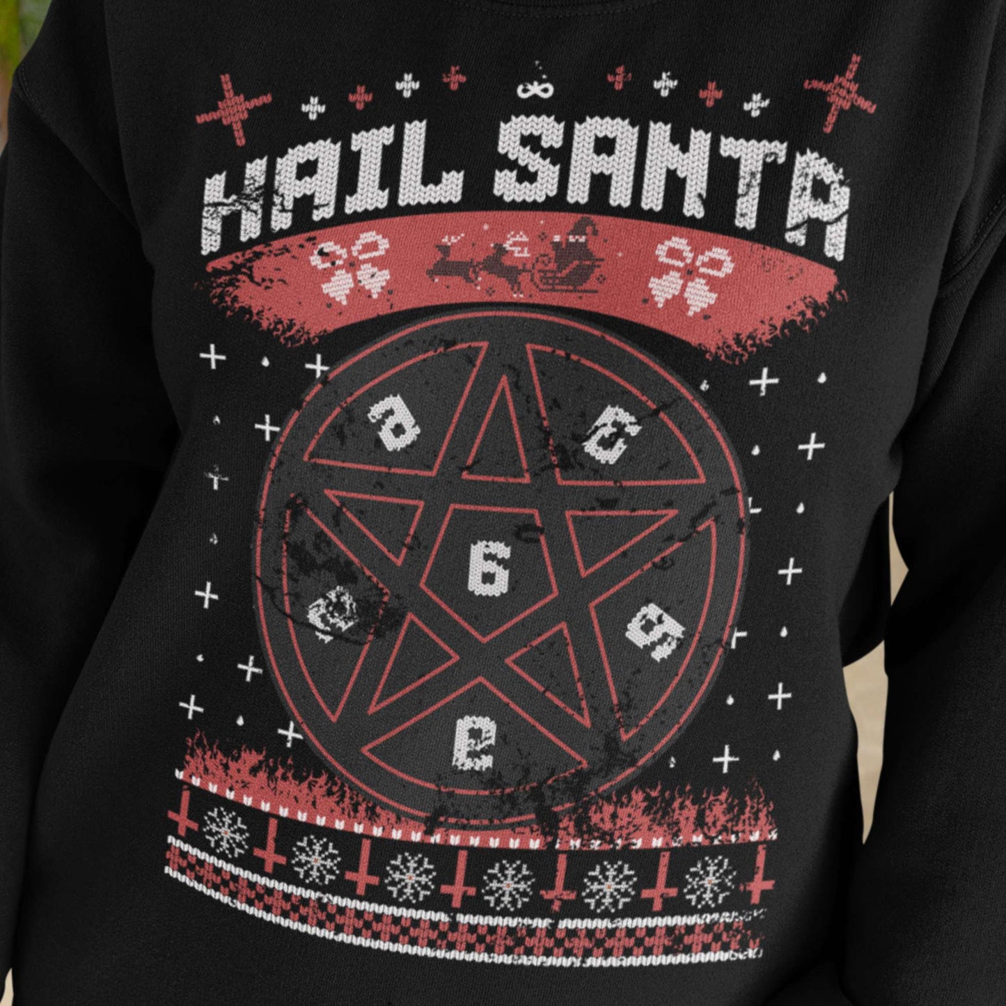 Hail Santa Festive Jumper - Holiday Office Party Essential, Cozy Cotton Blend, Black, S-5XL 🎄🎅"