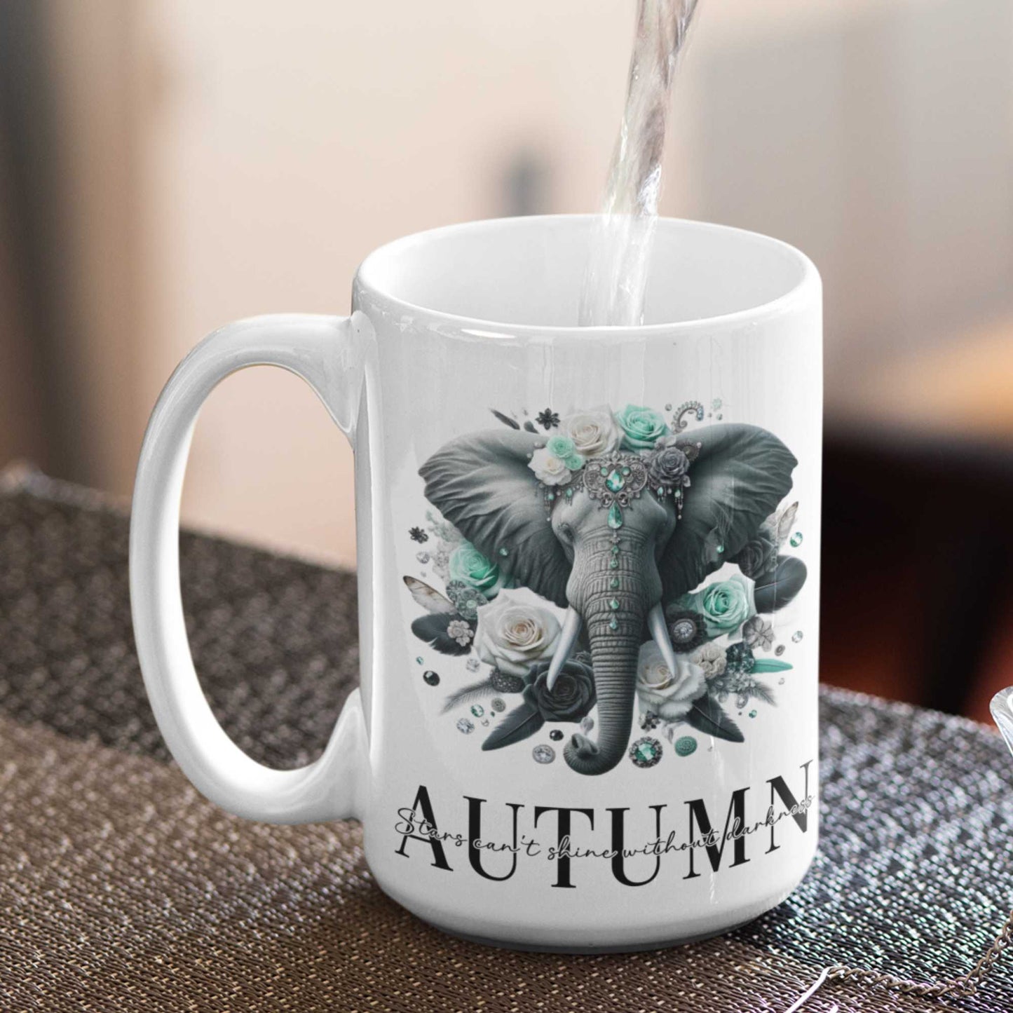 Elegant Elephant Mug and Tumbler Set: 11oz/15oz Personalised Ceramic Mugs, 20oz Insulated Tumblers, Eco-Friendly Coasters - Perfect for Animal Lovers & Conservationists ππΏ