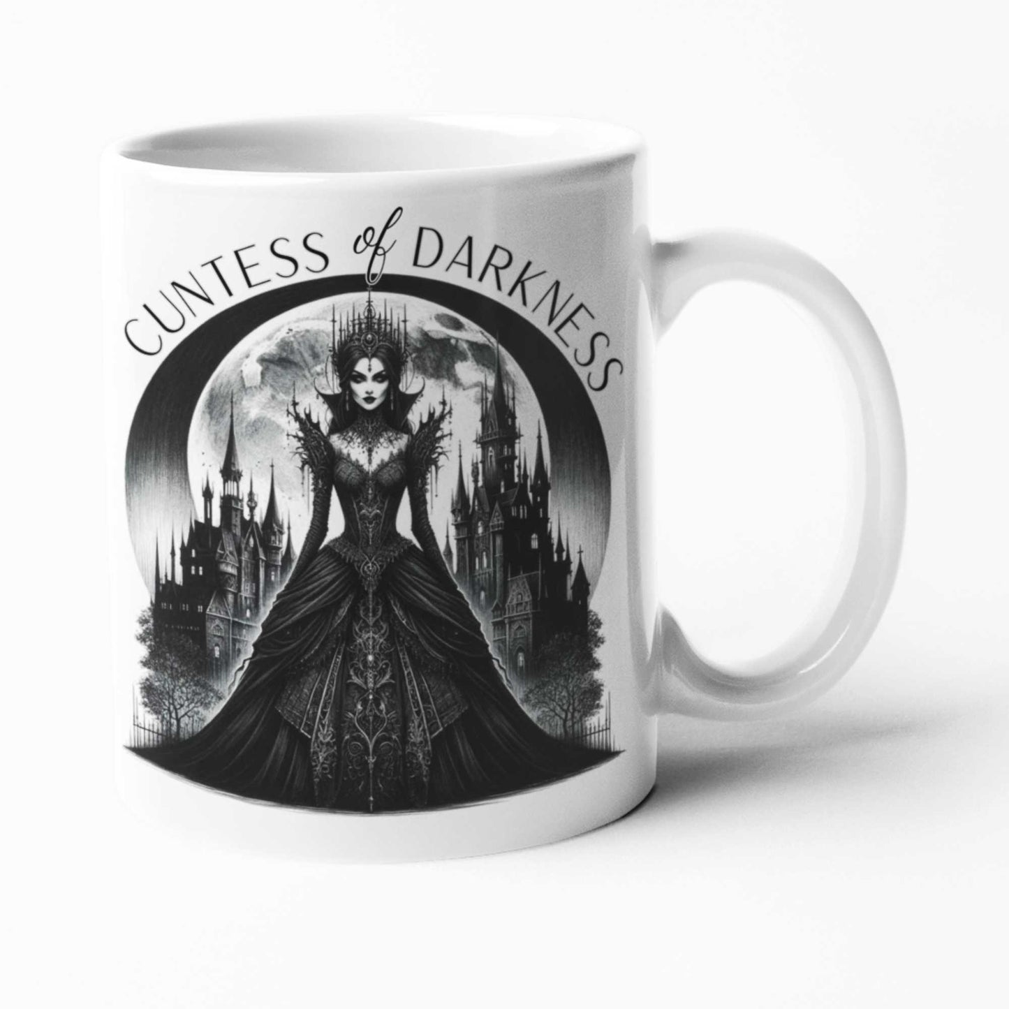 Cuntess of Darkness Naughty Gothic Mug – Dark Fantasy Ceramic Coffee Cup, Funny Spooky Gift for Her, Witchy Home Décor