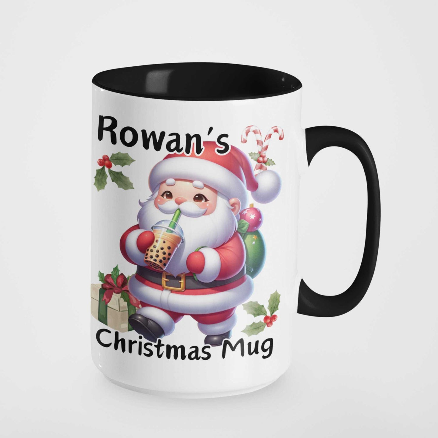 Personalised Santa Boba Tea Christmas Mug | Custom Name Christmas Gift | Fun Festive Mug for Teens & Young Adults | Christmas Stocking Filler