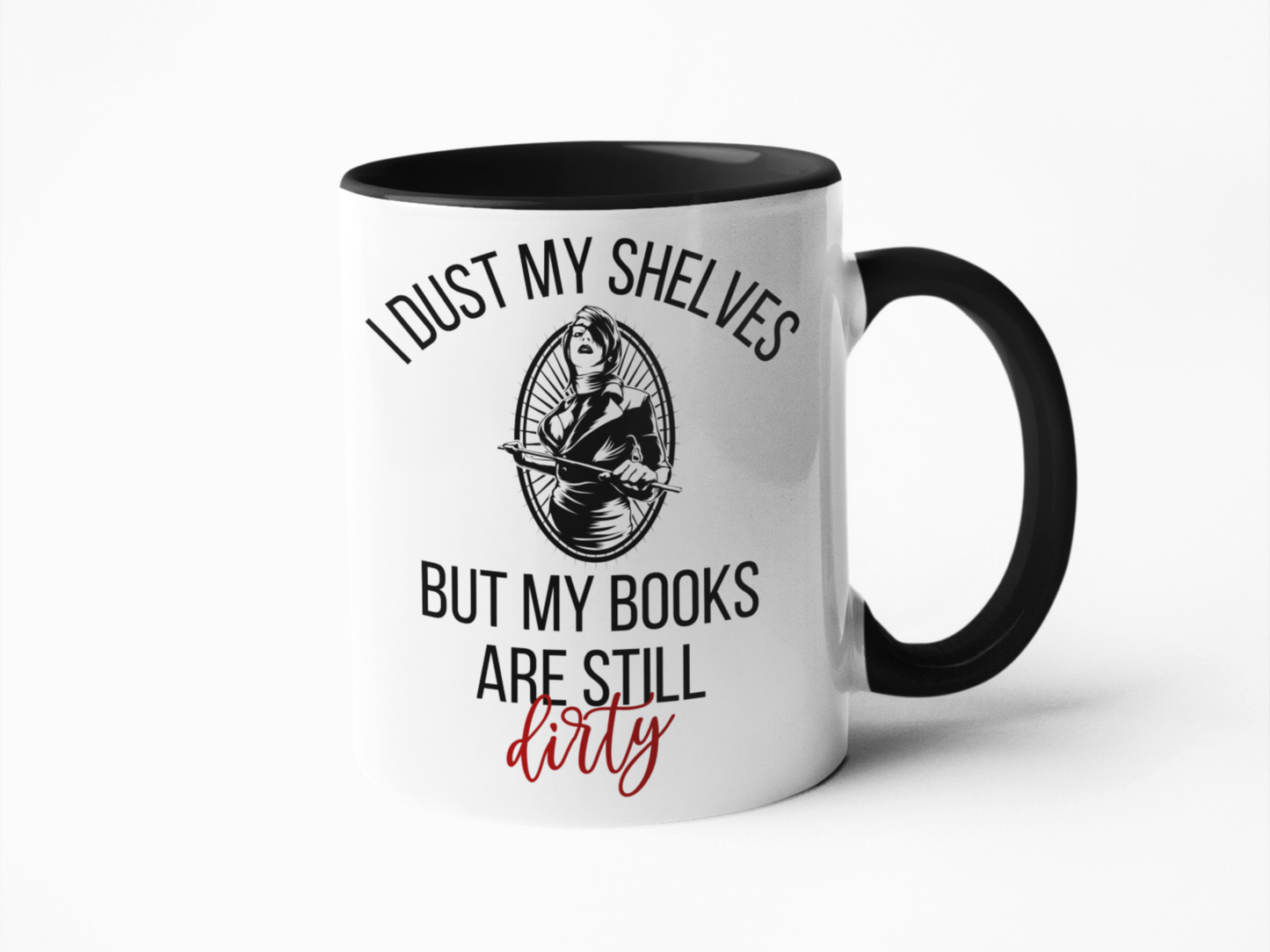I dust my shelves but books are still dirty coffee mug