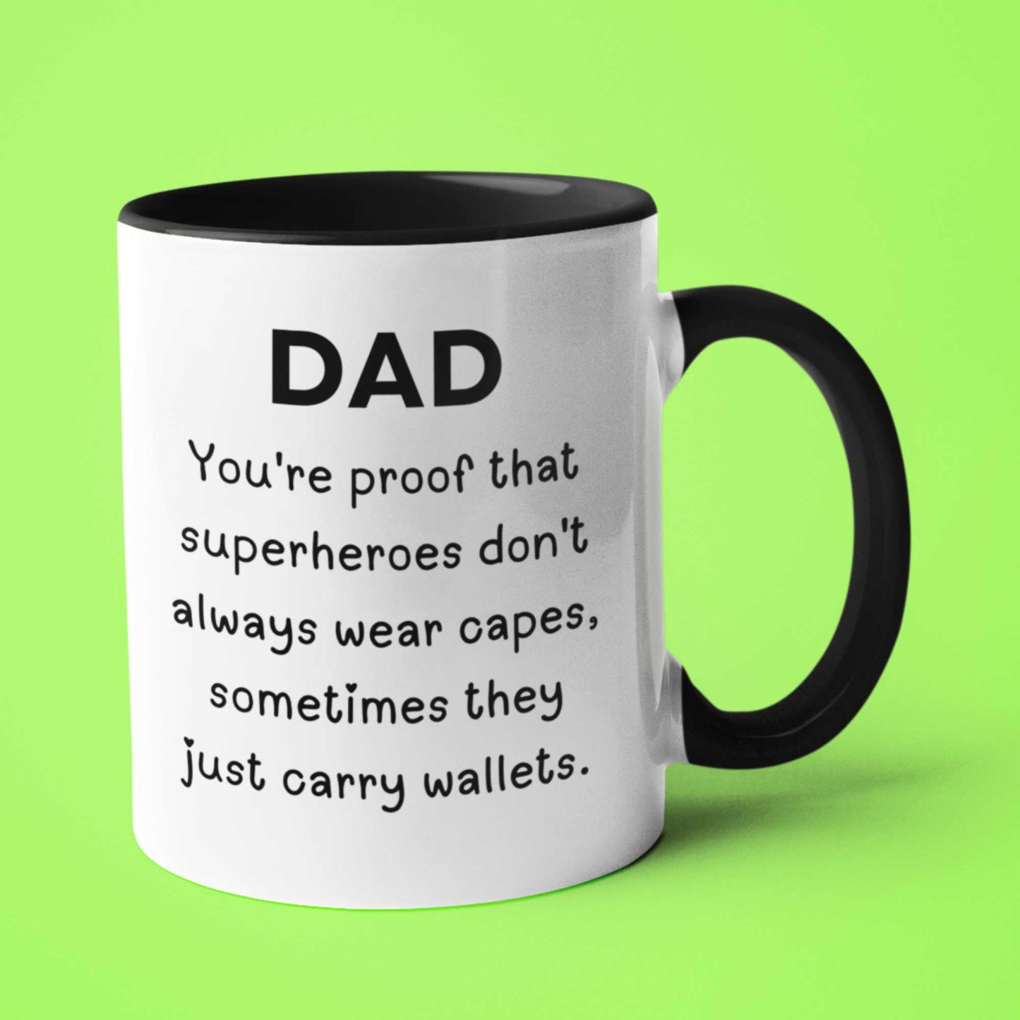 Funny Dad Superheroes capes Just Carry Wallets Mug for Fathers Day Birthday or Christmas Gift
