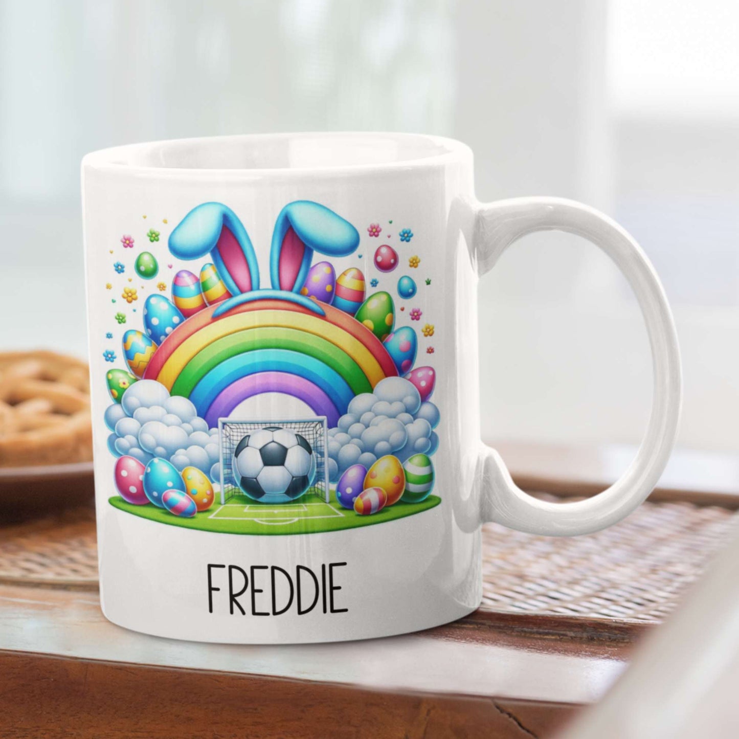 Football theme personalised Easter Mug for boys or girls
