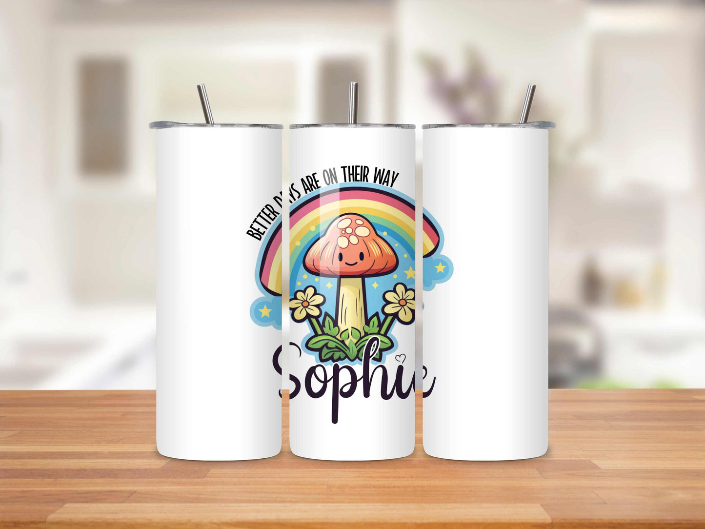 Custom Name Toadstool Mug and/or Tumbler - 11oz Uplifting Coffee Mug, 20oz Thermal Tumbler - Perfect for Birthdays