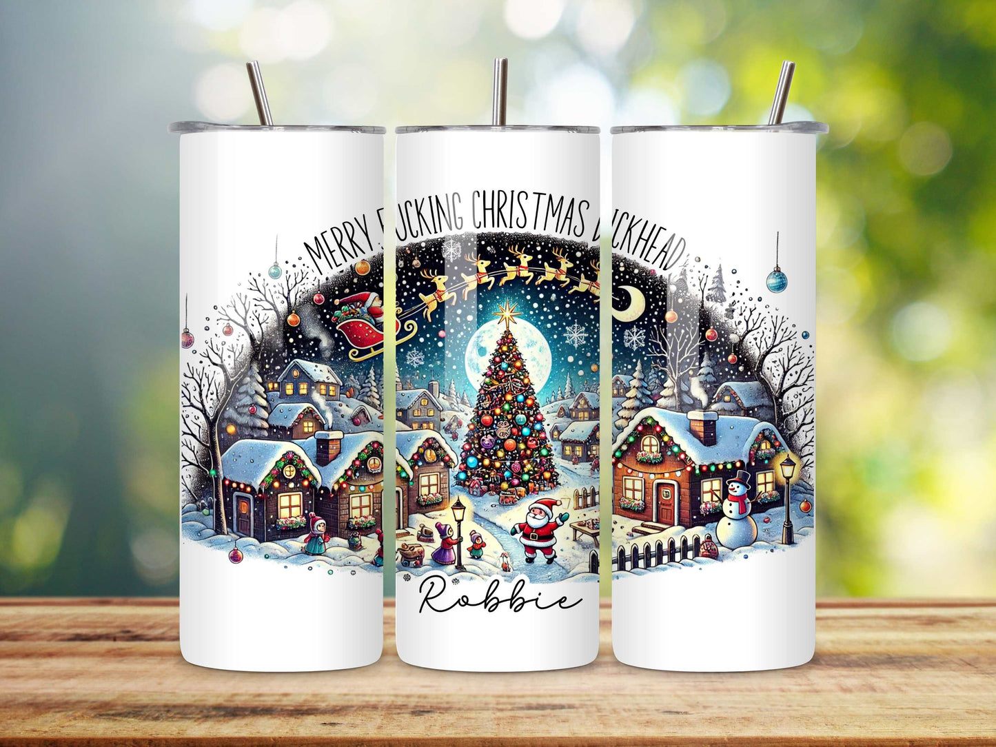 Merry F*cking Christmas Dickhead Personalised Stainless Steel Tumbler – Customised Holiday Drinkware for Festive Fun