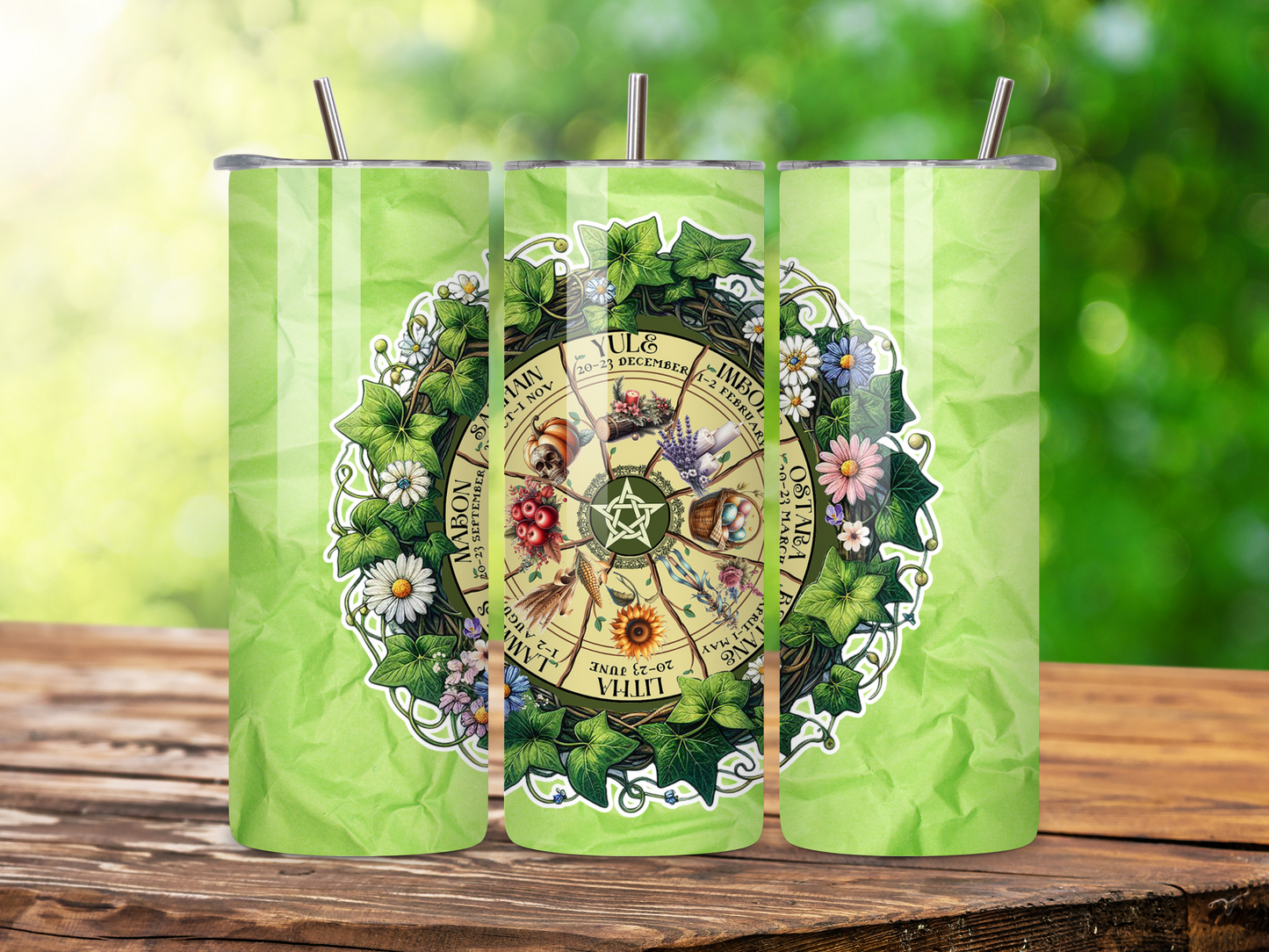 Pagan Wheel of the Year Tumbler β 20oz Stainless Steel, Eco-Friendly, Insulated Drinkware