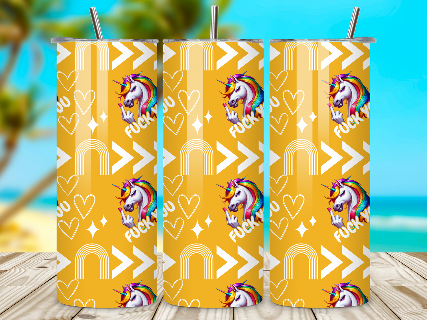 Fuck You Unicorn Ochre Mustard Yellow 20oz Stainless Steel Tumbler β Insulated, Reusable, and Full of Sass