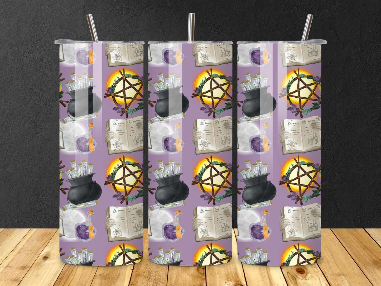 Witch Pagan Spell Book Cauldron Themed Tumbler β 20oz Stainless Steel Magic Mug