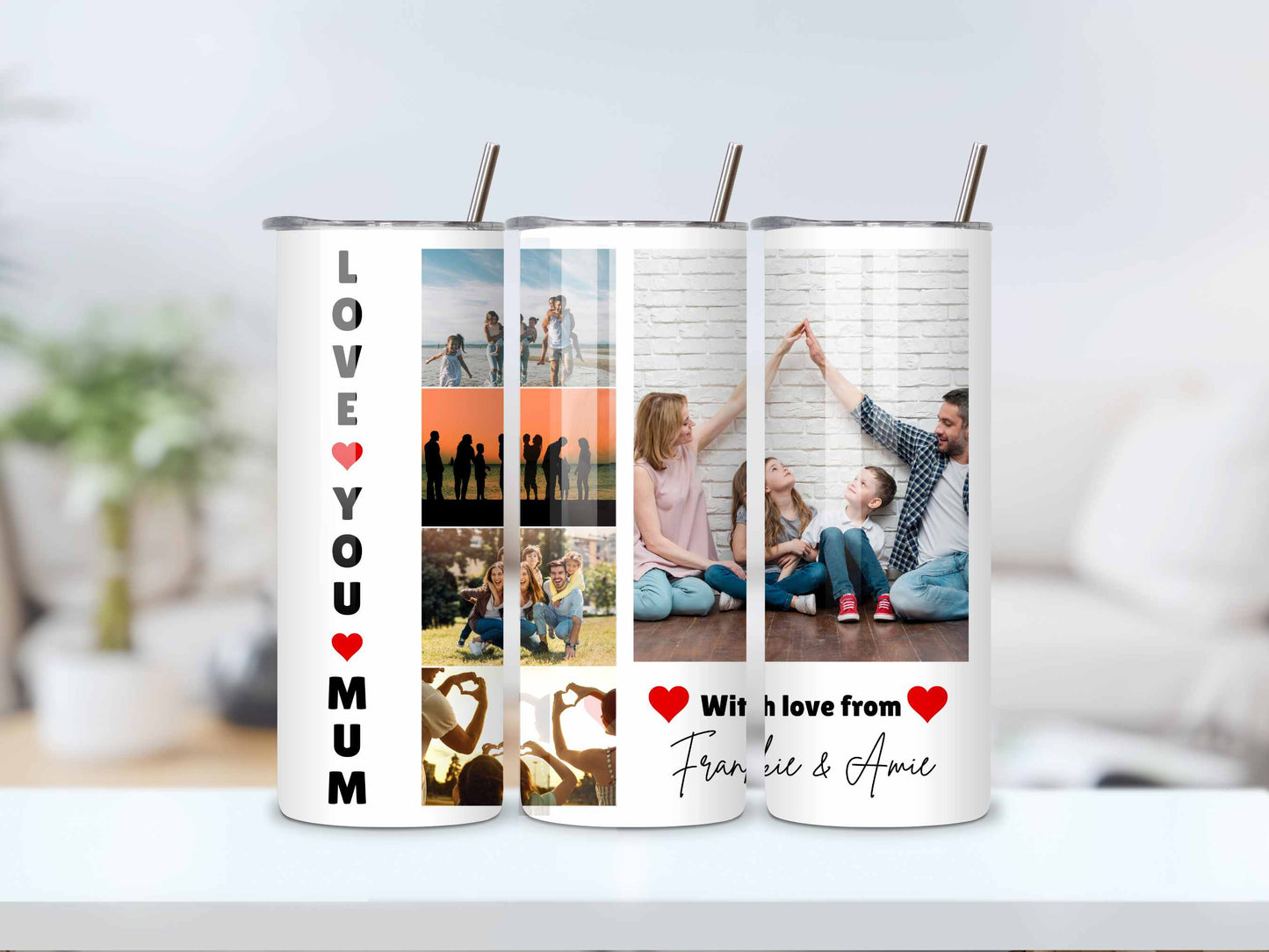 Love You Mum Personalised Photo Tumbler - Eco-friendly Perfect Mother's Day or birthday Gift