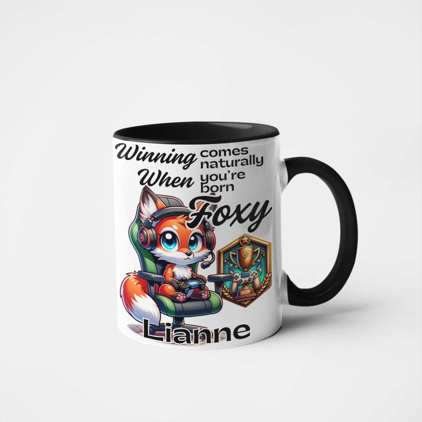Winning Comes Naturally When You’re Born Foxy Personalised Fox Gamer Mug or Tumbler - Custom Handmade Gamer Gift | Perfect for Birthdays, Christmas, and Gaming Nights