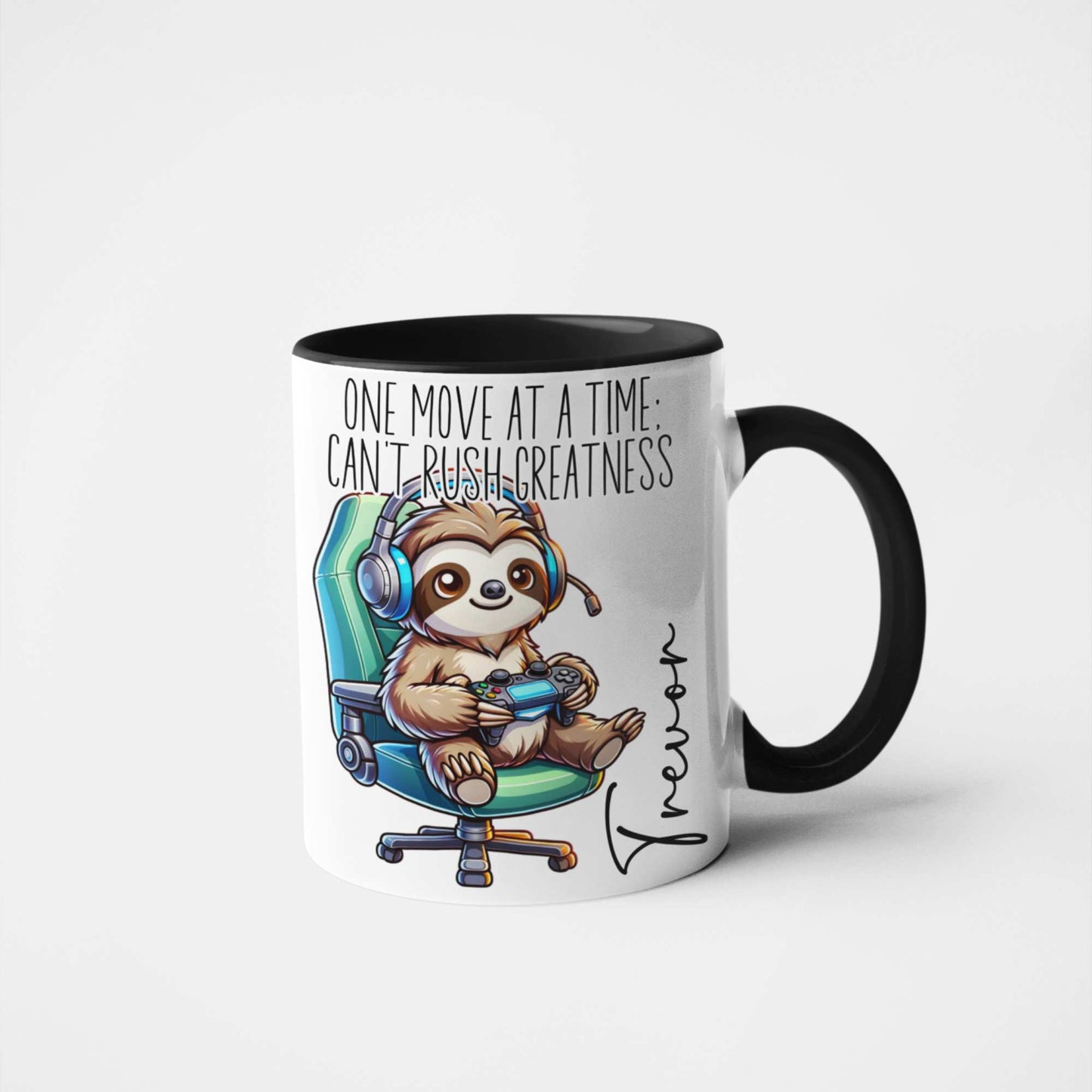 Gamer Sloth Mug - One Move at a Time; Can't Rush Greatness Personalised Mug for Gamers 🎮 | Fun Custom Gift for Lazy Gamers & Chill Vibes | Ideal for Birthdays Christmas or Just Because