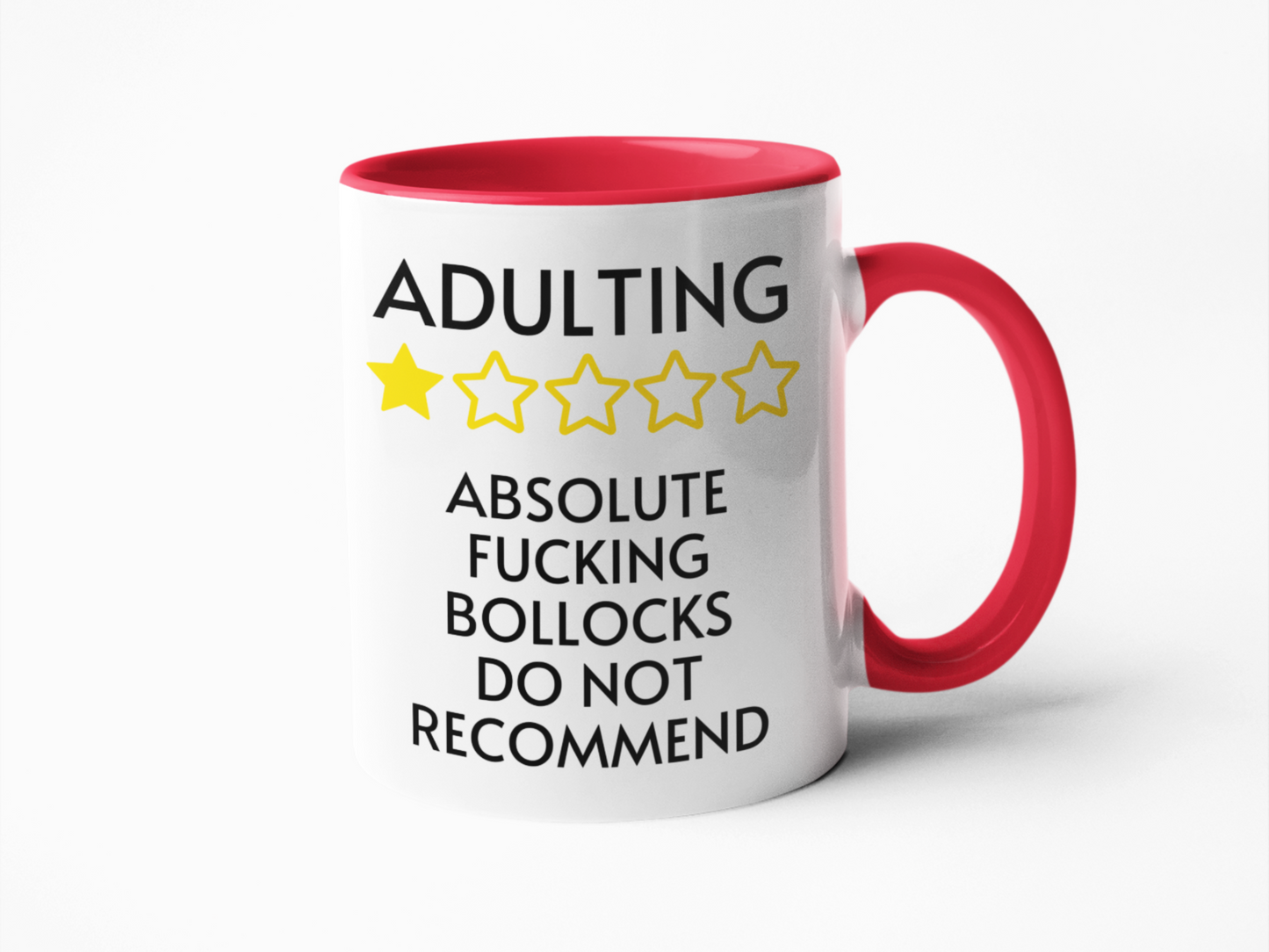 Adulting Absolute F-ing Bollocks Do Not Recommend - Funny Rude Coffee Mug for Birthday, Christmas, Humorous Gifts