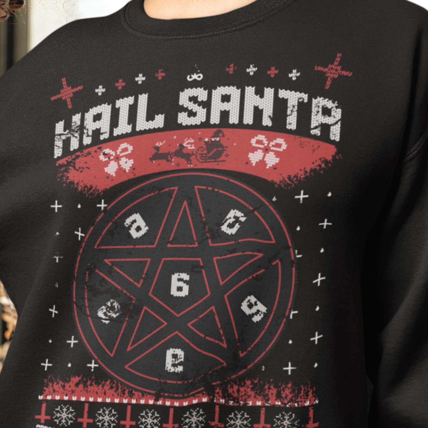 Hail Santa Festive Jumper - Holiday Office Party Essential, Cozy Cotton Blend, Black, S-5XL ππ
"