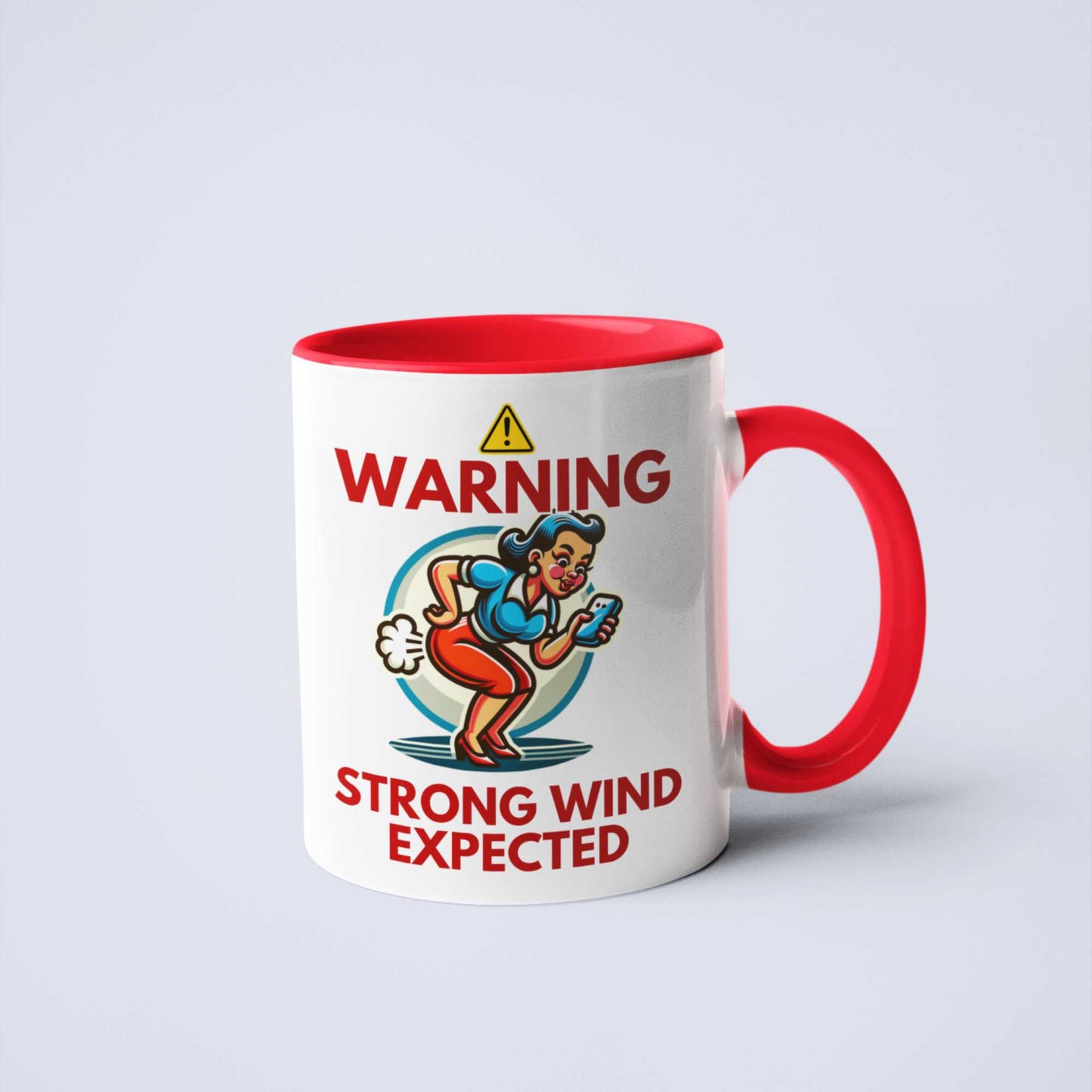 Weather warning funny coffee mug wind expected