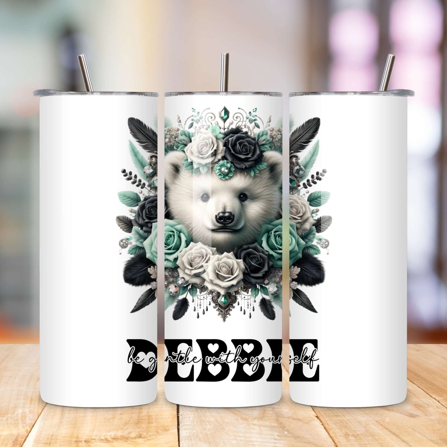 Be Gentle With Yourself Personalized Polar Bear Tumbler - Self-Love Insulated Drinkware - Custom Name 20oz - Hot/Cold Beverage Tumbler