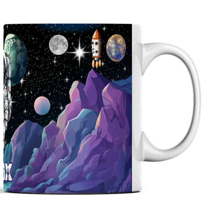Space theme astronaut planets rockets 11oz mug with any name