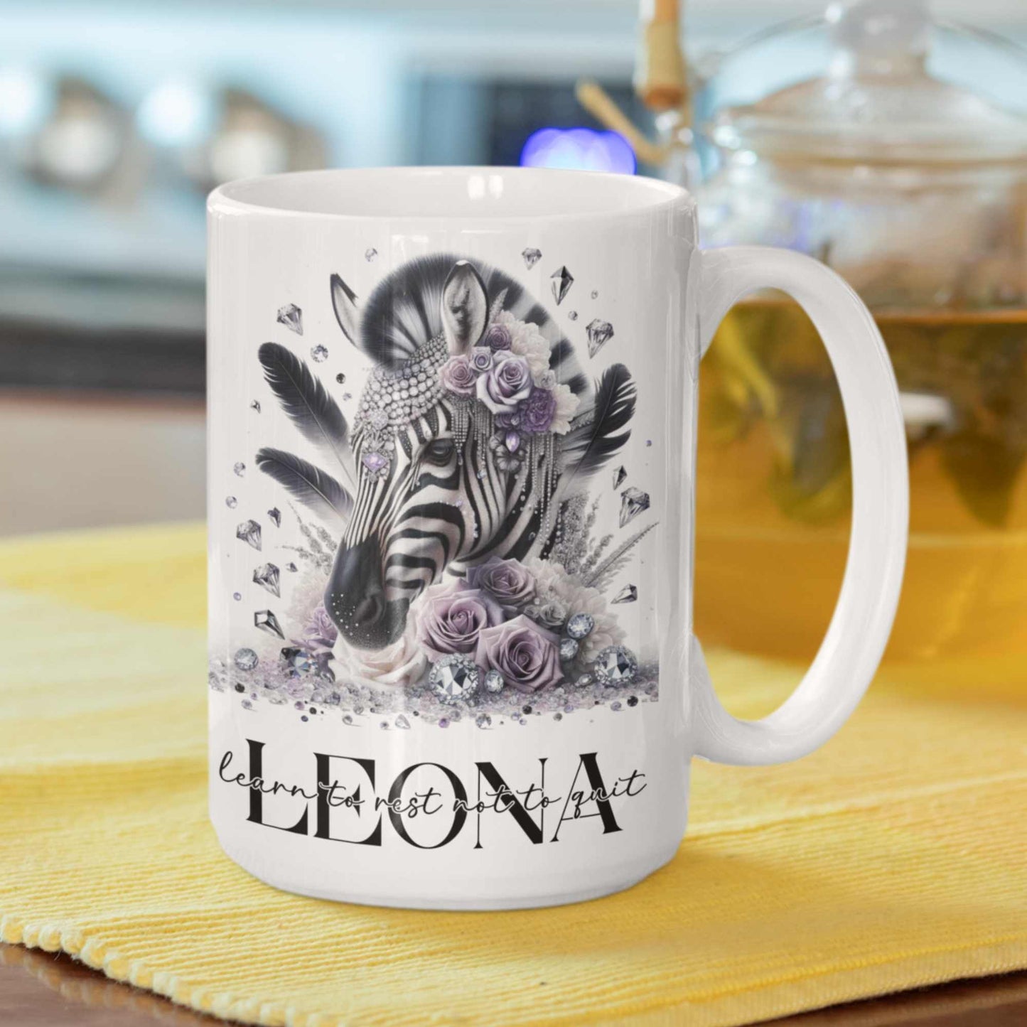 Chic Zebra & Floral Drinkware Set: Customisable Mugs in 11oz/15oz, 20oz Insulated Tumblers, Designer Coasters - Stylish Gifts for Nature Lovers