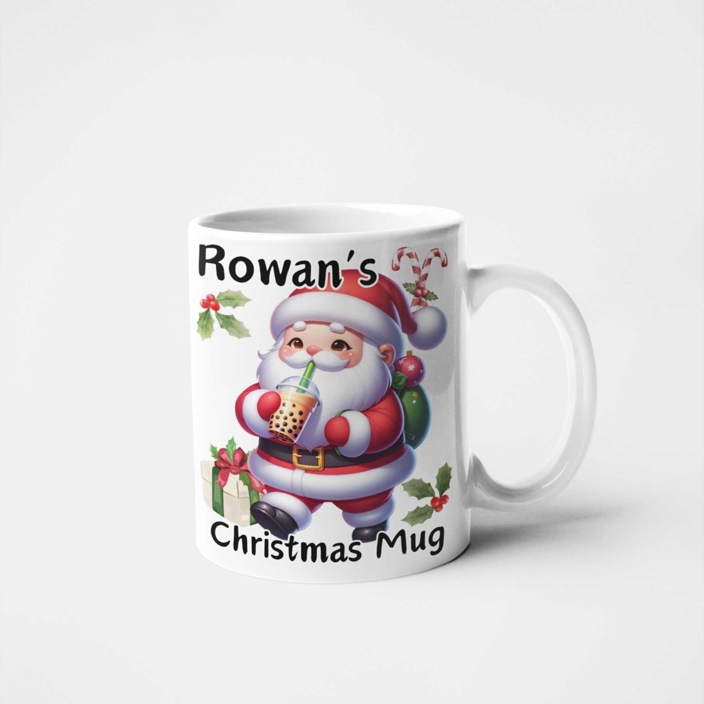 Personalised Santa Boba Tea Christmas Mug | Custom Name Christmas Gift | Fun Festive Mug for Teens & Young Adults | Christmas Stocking Filler