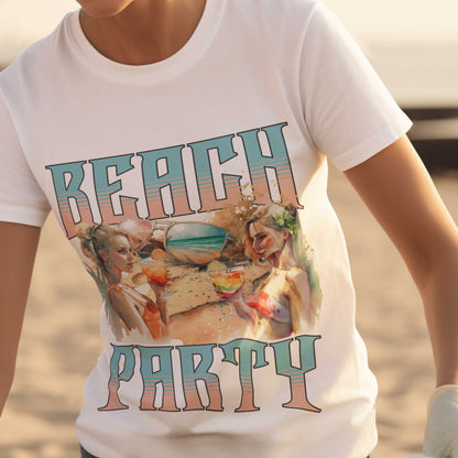 Vibrant Beach Party Tee - Celebrate Summer Vibes, 100% Cotton, S-5XL Heavy Cotton T-Shirt trans beach party (1)