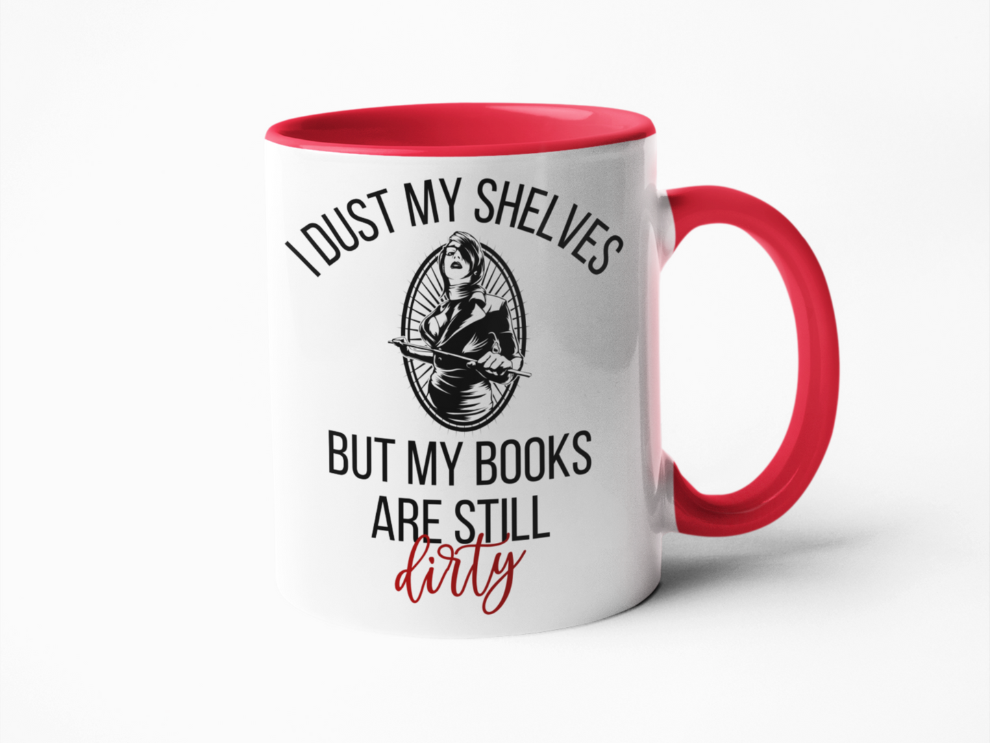 I dust my shelves but books are still dirty coffee mug