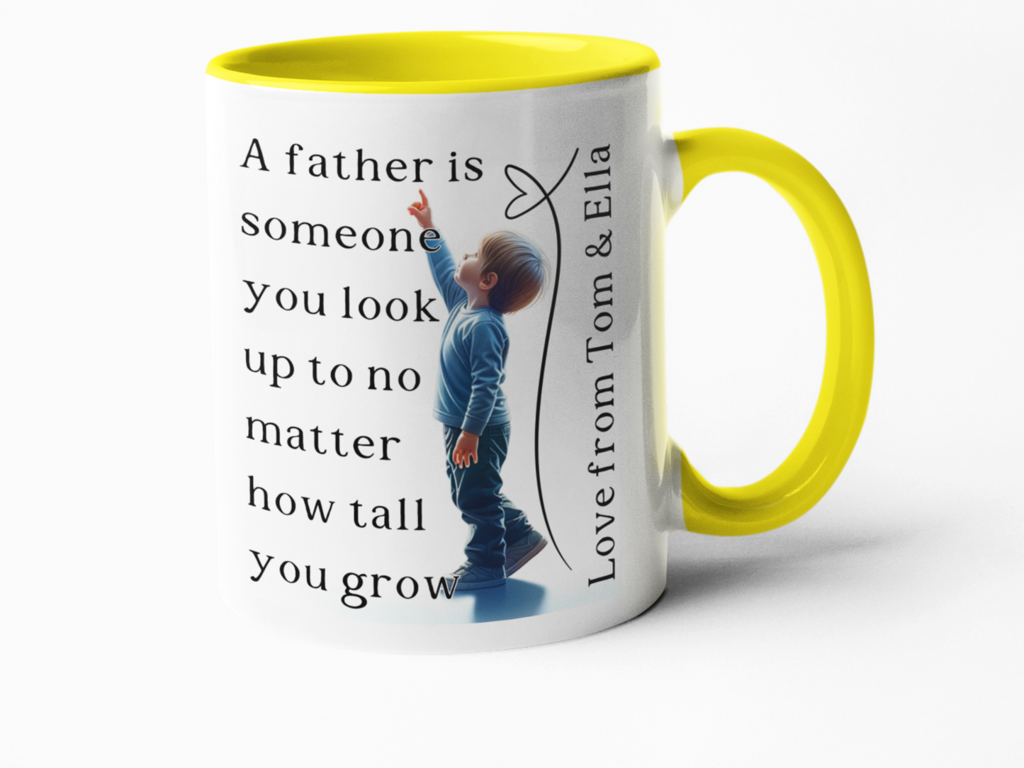 A Father is Someone You Look Up To" Personalised Mug – Ideal Father's Day Gift, Custom Dad Mug, Personalised Coffee Cup