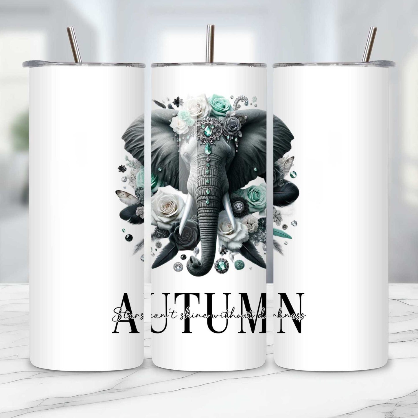 Elegant Elephant Mug and Tumbler Set: 11oz/15oz Personalised Ceramic Mugs, 20oz Insulated Tumblers, Eco-Friendly Coasters - Perfect for Animal Lovers & Conservationists ππΏ