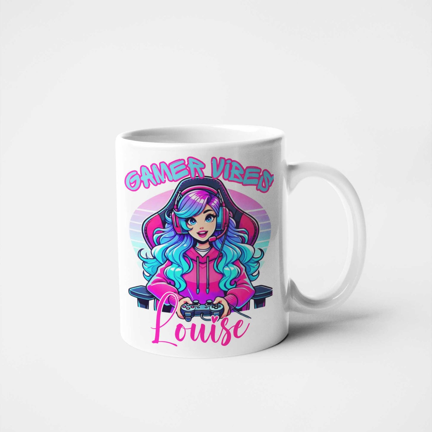 Personalised “Gamer Vibes” Mug or Tumbler – Custom Gift for Gamer Girls | Perfect for Birthdays, Christmas, Streamers & Gamers | Fun & Unique Gaming Drinkware with Name