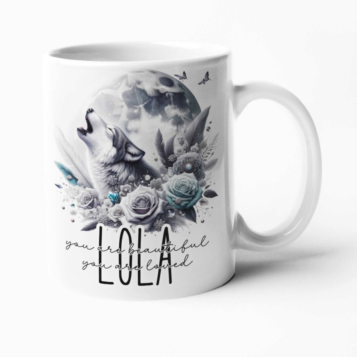 Wolf & Moon Themed Drinkware: Customisable Mugs & Tumblers - Enchanting Gifts for Nature Lovers
