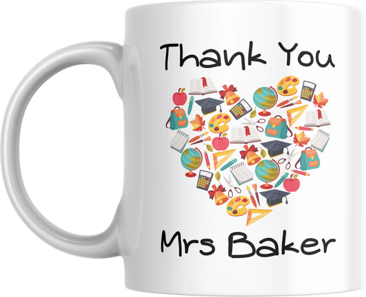 Thank you Teacher Personalised mug gift for end of school year
